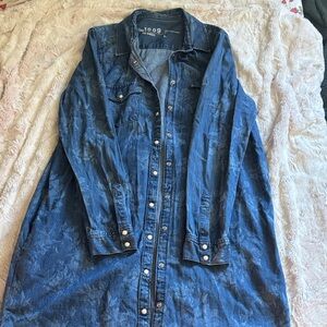 GAP Denim Shirt Dress in Medium Blue Floral